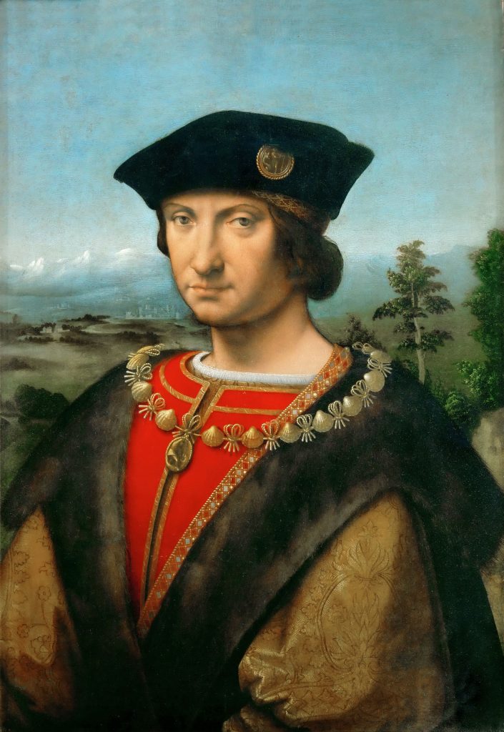 After Andrea Solari (Italian, ca. 1460-1522). Charles d'Amboise (1473-1511), ca. 1507. Oil on poplar wood, 75 x 52 cm (29.5 x 20.5 in). Louvre Museum, collection of Louis XV (acquired in 1754), Department of Paintings, INV 674. Image courtesy of Louvre Museum, www.louvre.fr.