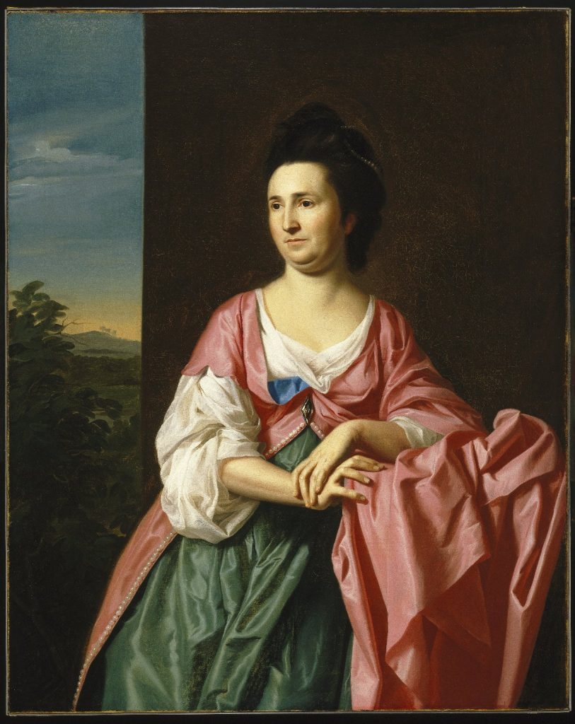 John Singleton Copley (American, 1738-1815). Mrs. Sylvester (Abigail Pickman) Gardiner, ca. 1772. Oil on canvas, 50 3/8 x 40 in. (128 x 101.6 cm). Brooklyn Museum, Dick S. Ramsay Fund, 65.60. Image courtesy of Brooklyn Musem, www.brooklynmuseum.org