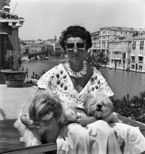 Peggy Guggenheim in her palace on the Grand Canal. Venice, Italy. 1950. © David Seymour/Magnum Photos